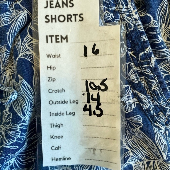 Womens Medium BRIGGS Linen Blend Shorts Navy Blue White Hawaiian Print - Picture 12 of 12